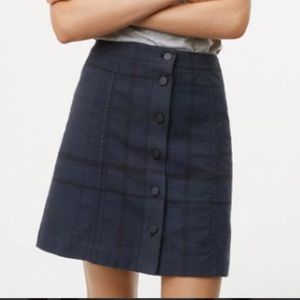Loft Navy Plaid Button Front Skirt. Size 10